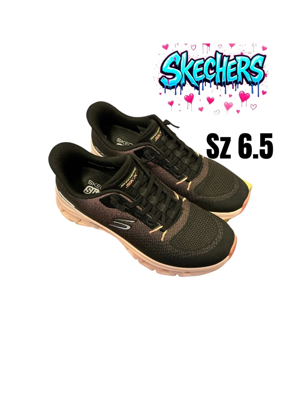Skechers Women's Black & Rose Gold Athletic Trainers used only once